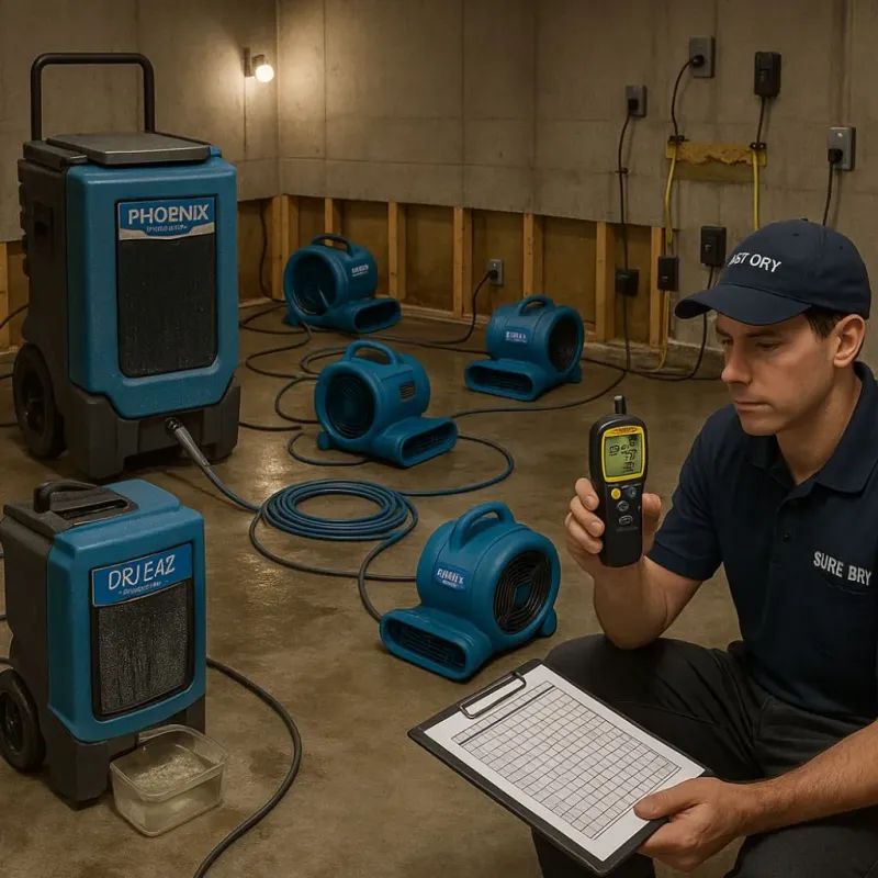 Structural Drying and Dehumidification process in Encino, CA